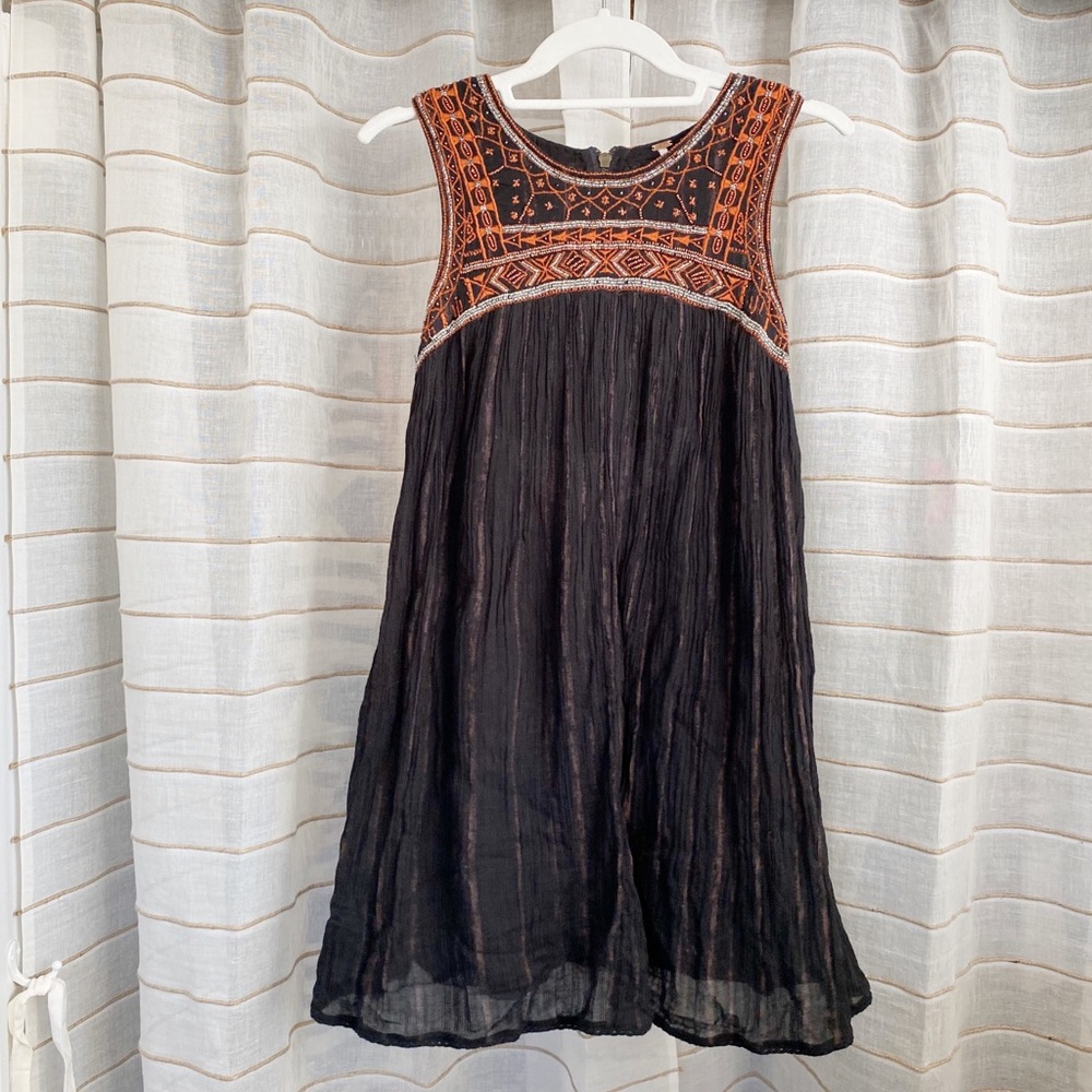 Free People Rust Beaded Open Back Mini Dress
